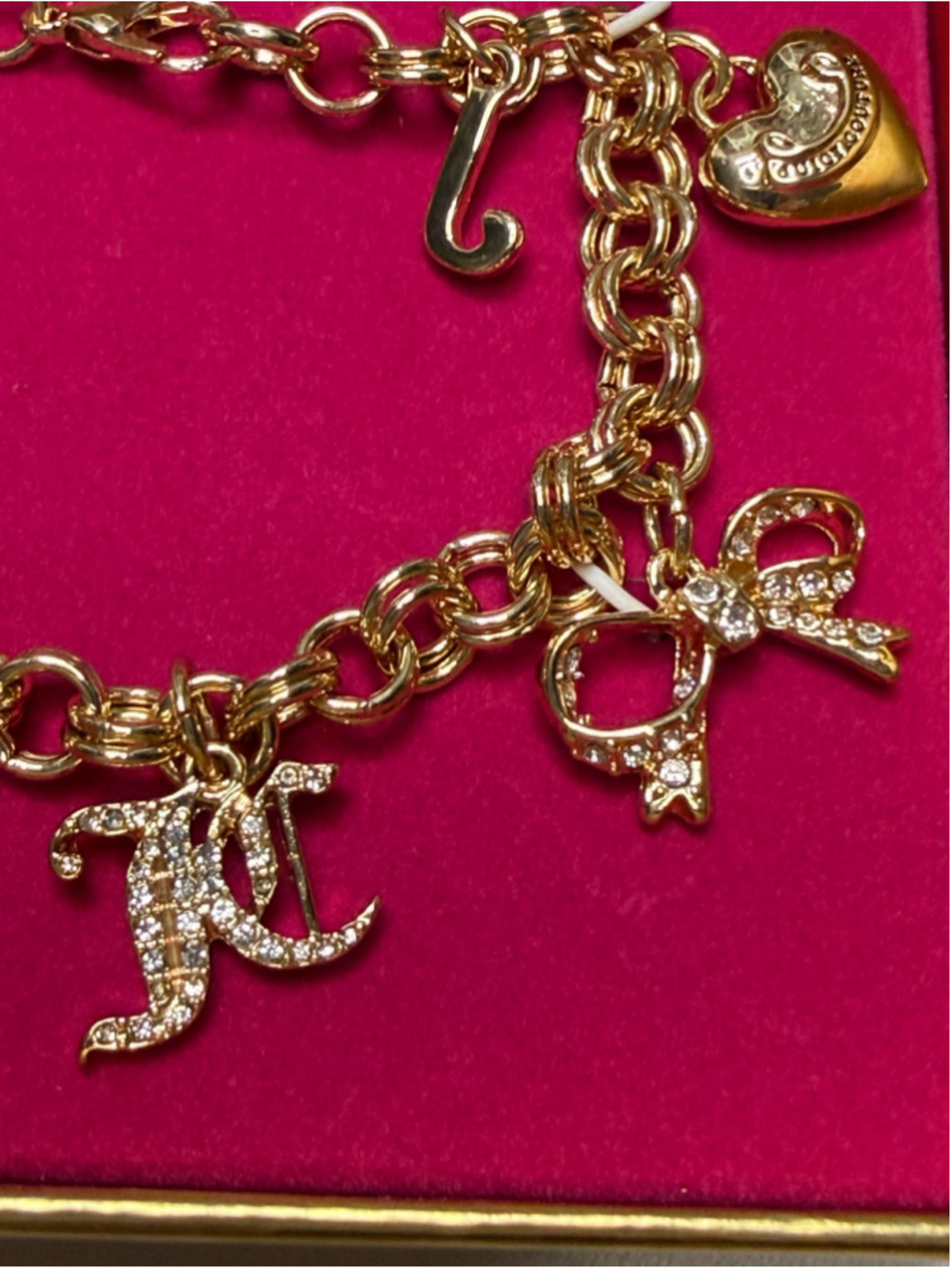 Women's Juicy Couture Gold Tone Charm Bracelet One Size Pink - Picture 3 of 5